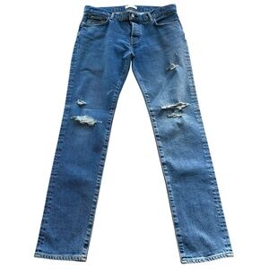 Men’s Moussy Vintage Distressed Zip Fly Ablue Jeans Size 35